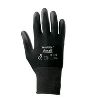 Ansell Edmont 48-101-11 Ansell Black Size 11 SensiLite Coated Work Gloves With Seamless Back, Nylon Lining And Polyurethane Coat